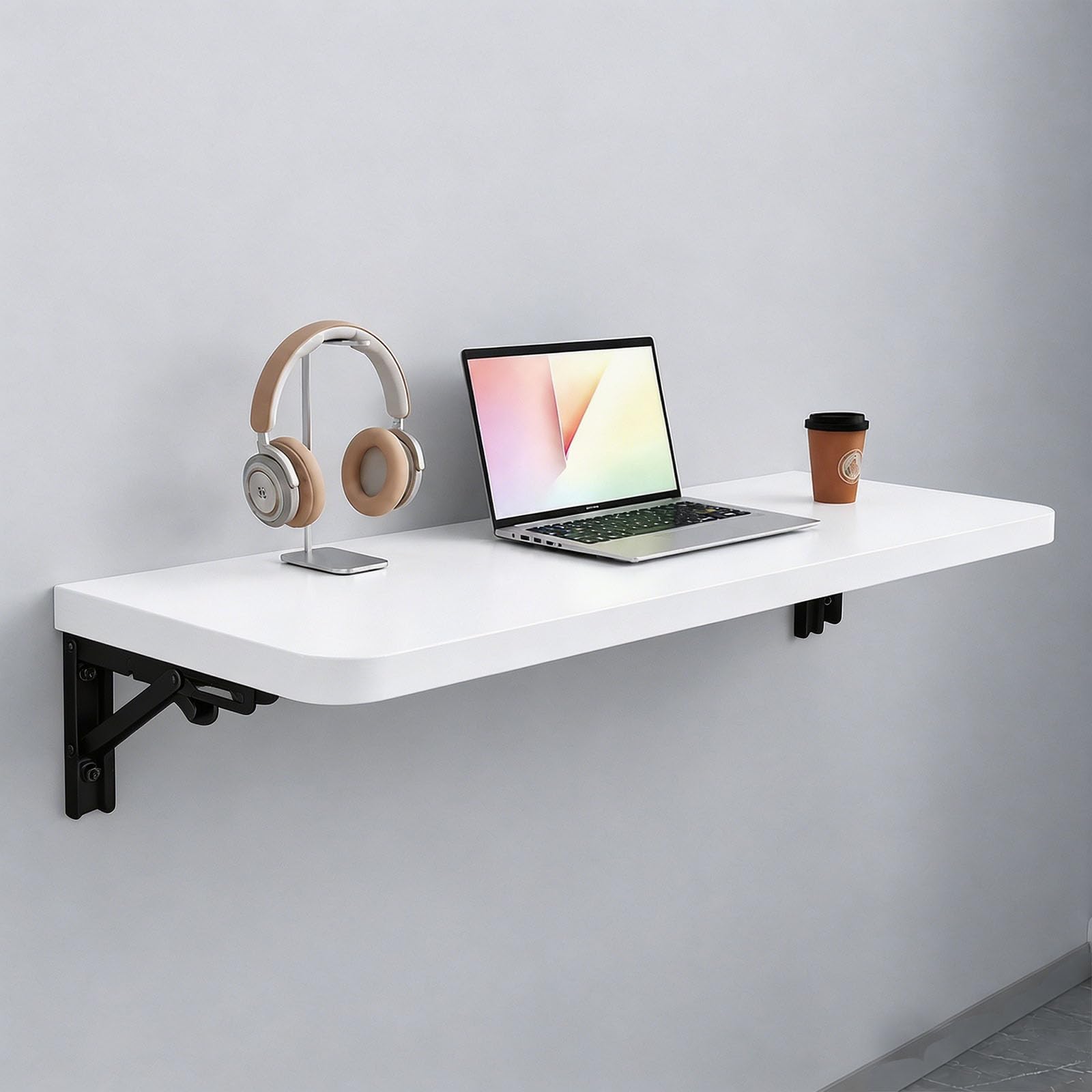 Table murale rabattable bois 120x24cm pour résoudre le manque de place dans une petite chambre