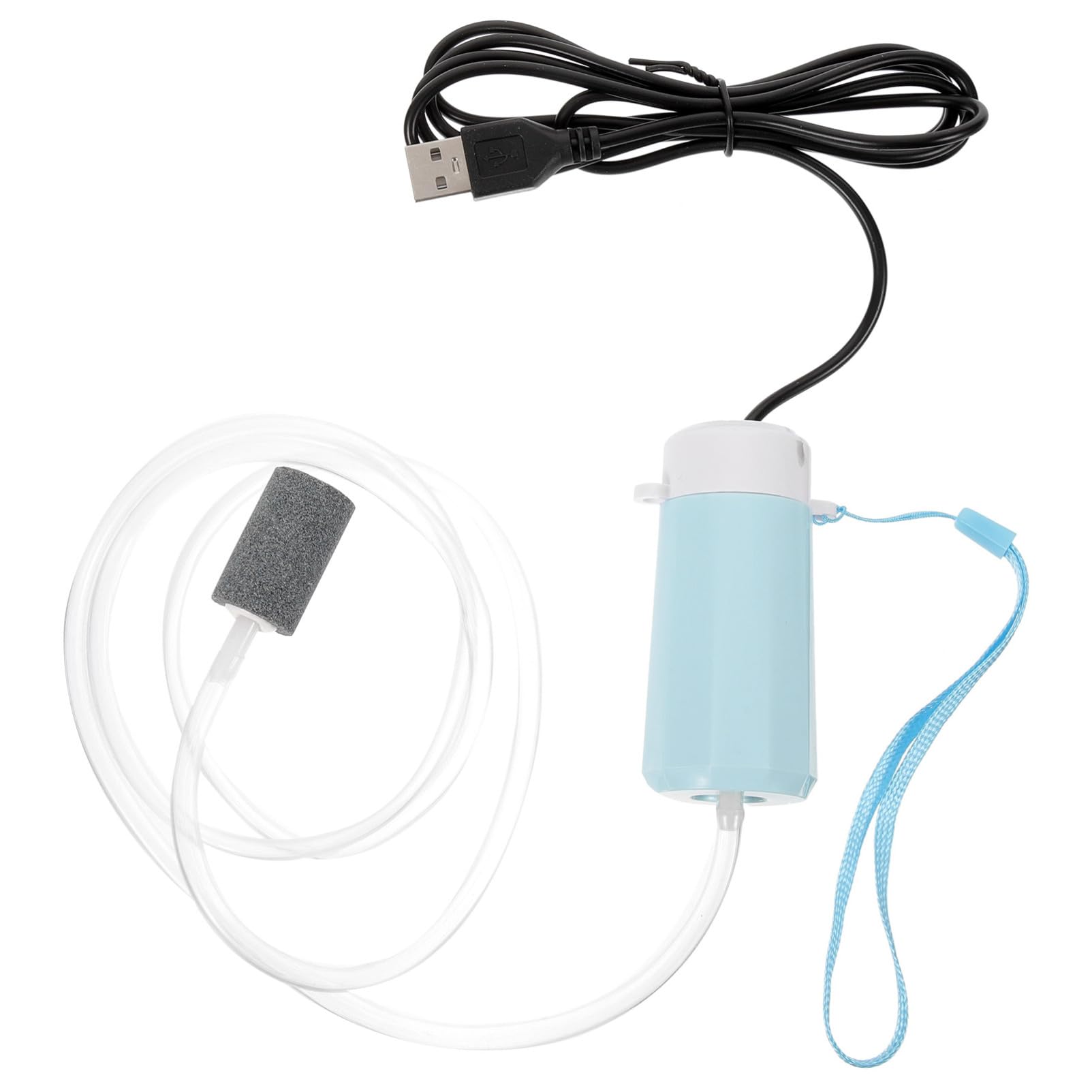 Happyyami Bomba de oxigeno USB Bomba de Aire USB Acuario Esponja portátil Tanque de Acuario Agua Portable Air Pump Bomba de pecera Bomba de oxigeno para Acuario Abdominales Sky-Blue