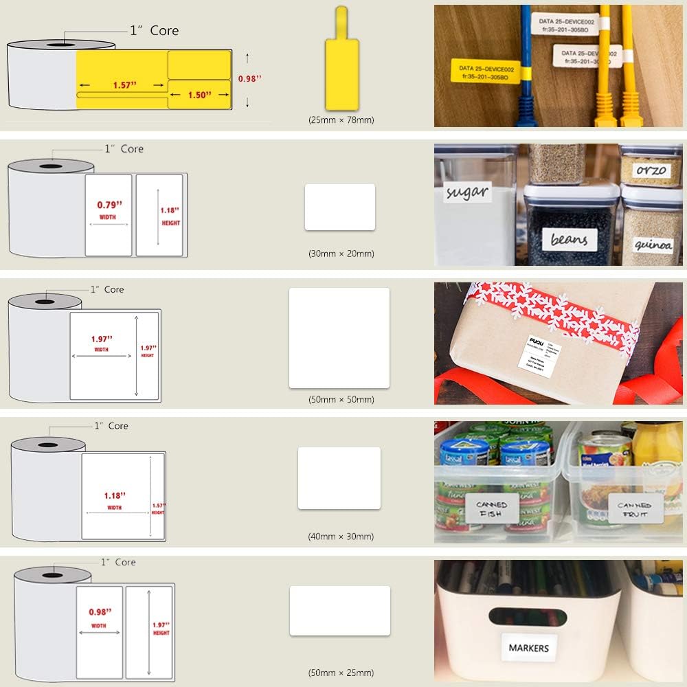 PUQU Label Printer | Portable Bluetooth Thermal Label Maker Q20 with Rechargeable Battery, Apply to Labeling, Shipping, Office, Cable, Retail, Barcode and More, Compatible for Android & iOS System : Everything Else