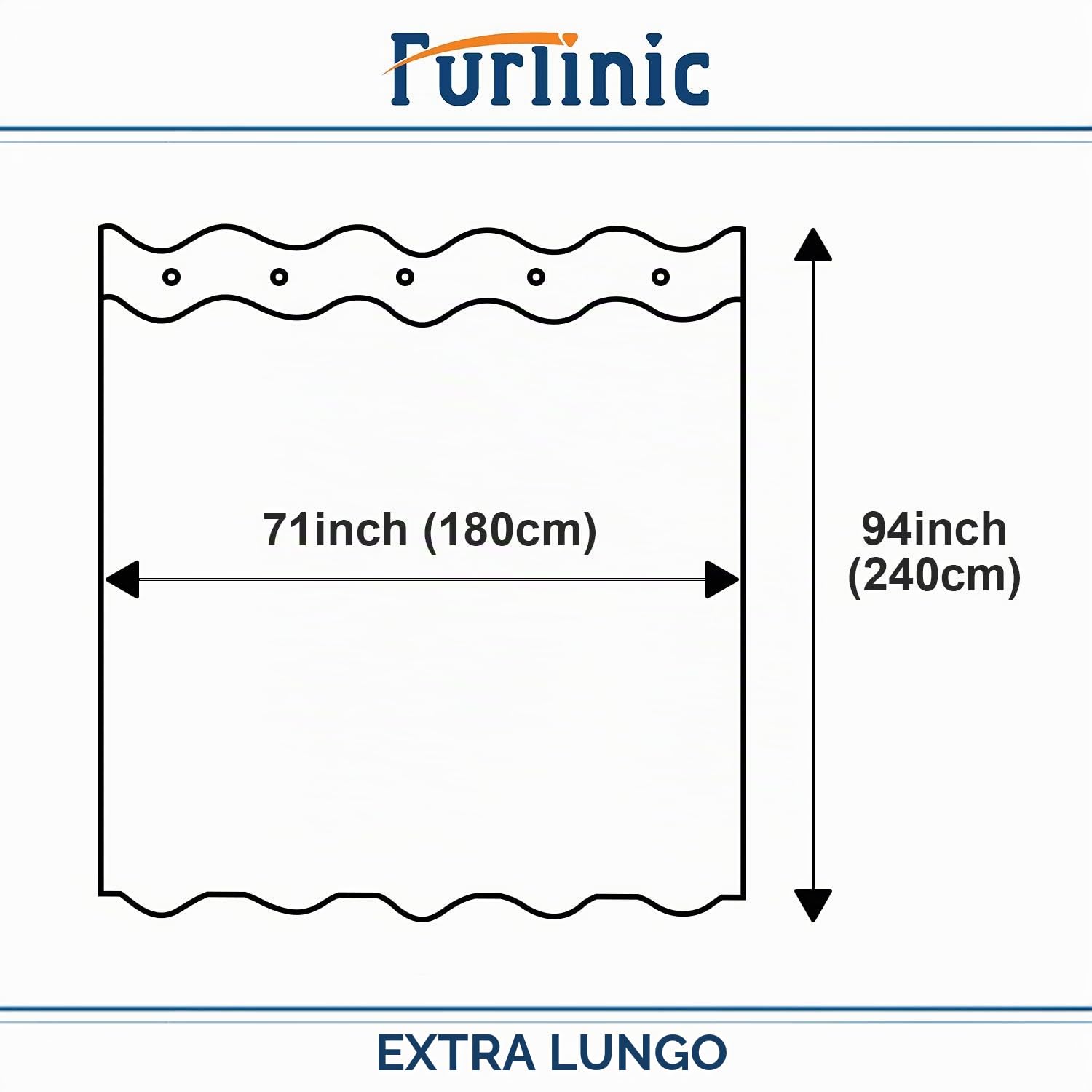 Furlinic Tende Doccia Anti-Muffa Tessuto in Poliestere, Grande Tende Doccia a Nido d'Ape Impermeabile &Lavabile,Tenda Vasca da Bagno con 12 Ganci Tenda Doccia Bianco-180x240cm.