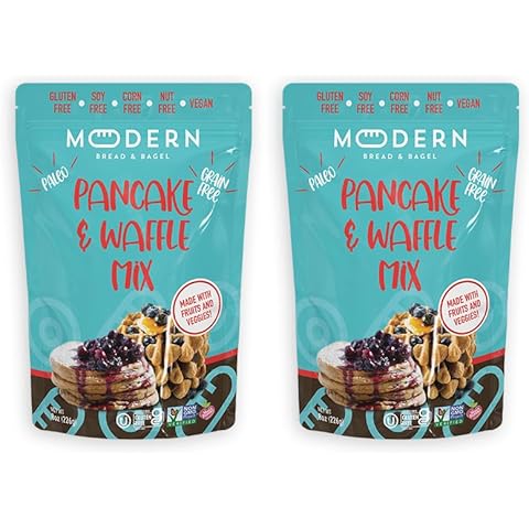 Modern Bread & Bagel Grain-Free & Gluten-Free, Pancake & Waffle Mix | Paleo Pancake & Waffle | Certified Gluten Free | Nut Free | Non-GMO | Vegan Friendly | Kosher - 8oz. (Pack of 2) Cover