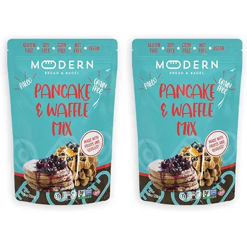 Modern Bread & Bagel Grain-Free & Gluten-Free, Pancake & Waffle Mix | Paleo Pancake & Waffle | Certified Gluten Free | Nut Free | Non-GMO | Vegan Friendly | Kosher - 8oz. (Pack of 2) Cover