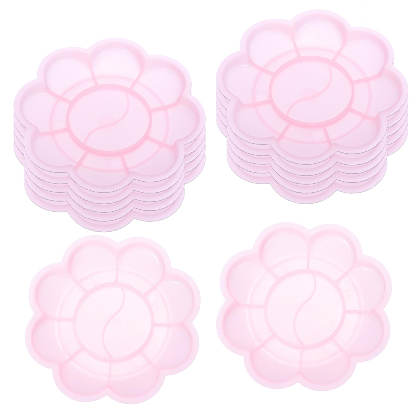 PATIKIL 12Pcs Paint Tray Palette, 3.1"/8cm Plastic Painting Palette Flower Shape for Watercolor Gouache Drawing Art Craft DIY Project, Pink