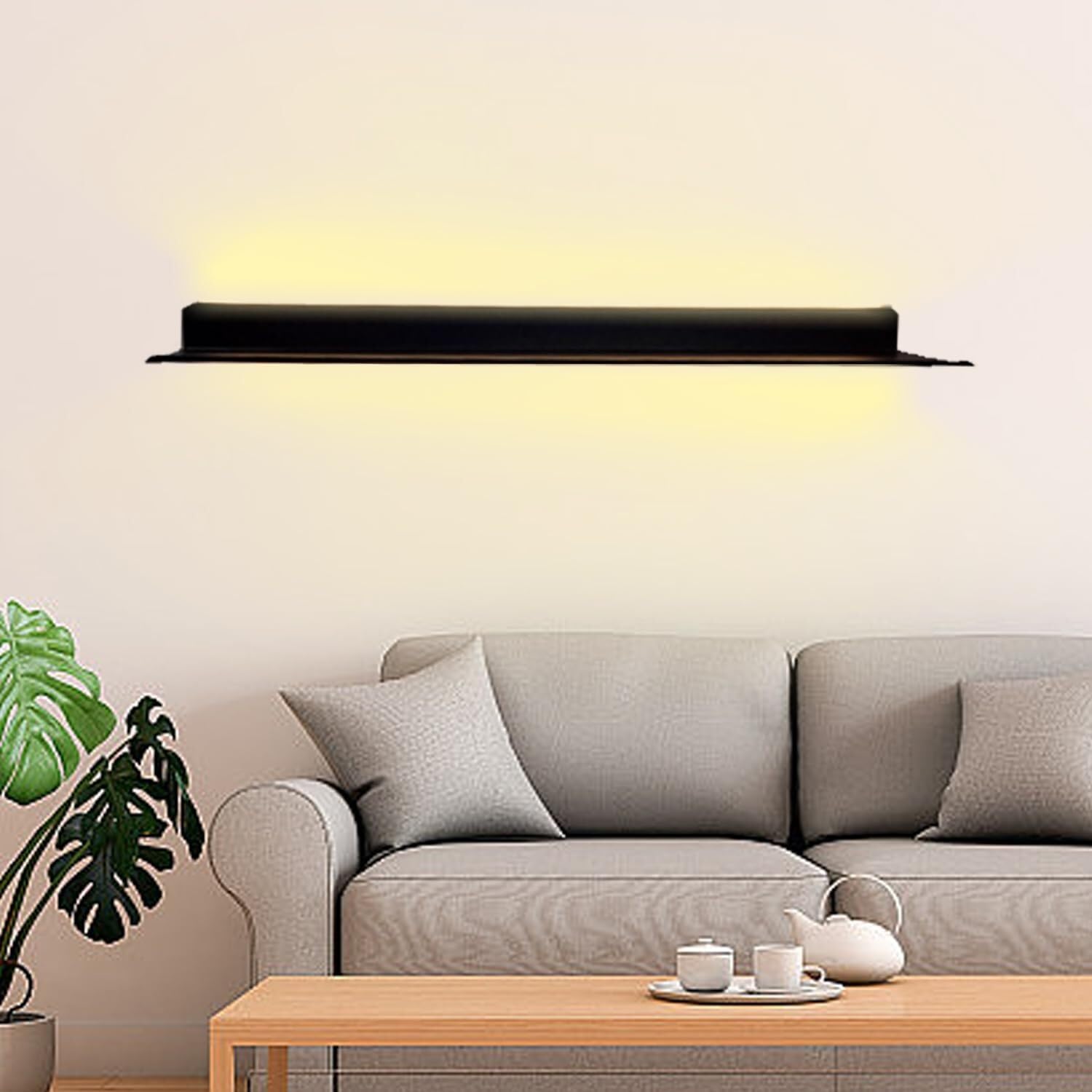 Étagère murale en métal avec LED pour un salon chaleureux