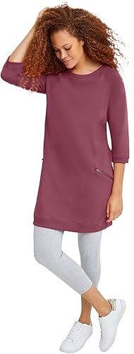 Ellos Túnica con bolsillo con cremallera de rizo francés de talla grande para mujer