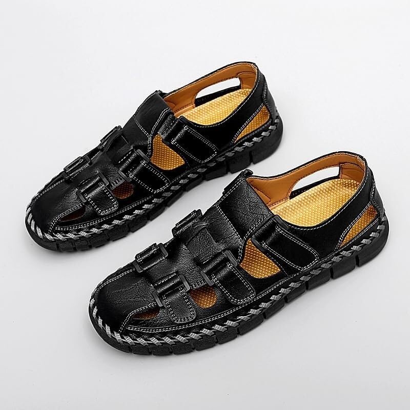 Mens Leather Sandals for Men Closed Toe Men's Hiking Summer Slippers Casual Dress Shoes3