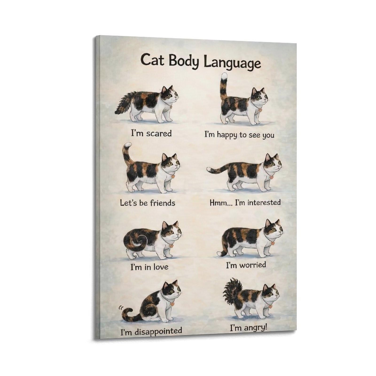 ESTE Cat Body Language Vintage Artwork Poster Decorative Painting Canvas Modern Art Picture 24x36inch(60x90cm)