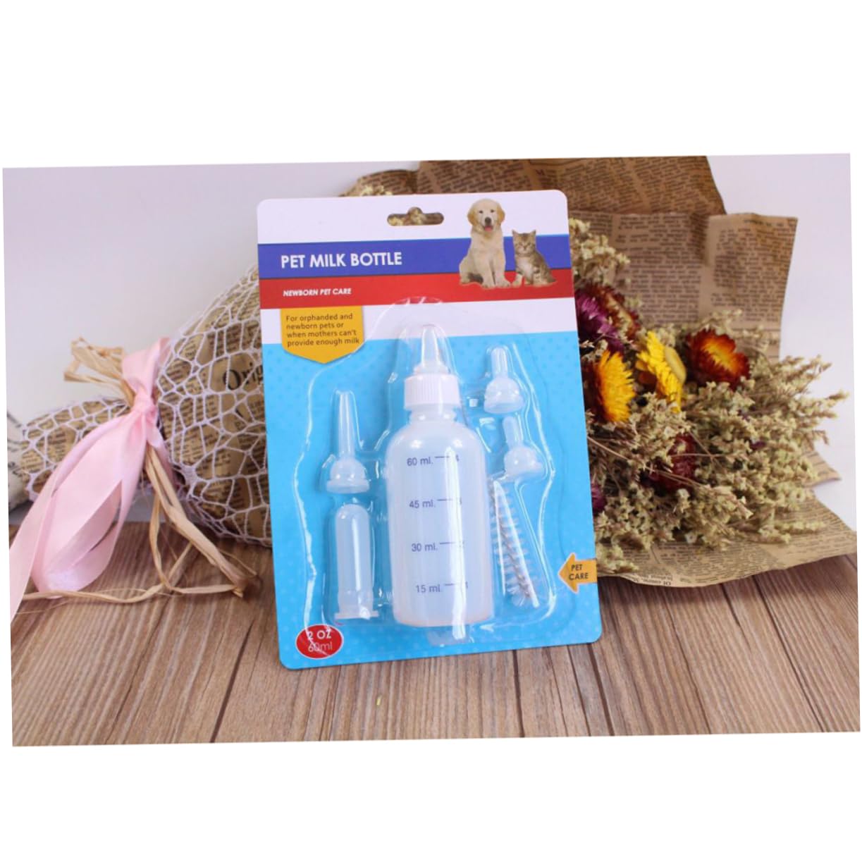 SUPVOX Pet Nursing Bottle Kit Feeding Bottles for Kittens Puppies Small Animals Includes Cleaning Brush Food Grade Materials Easy Measurement for Newborn Pets