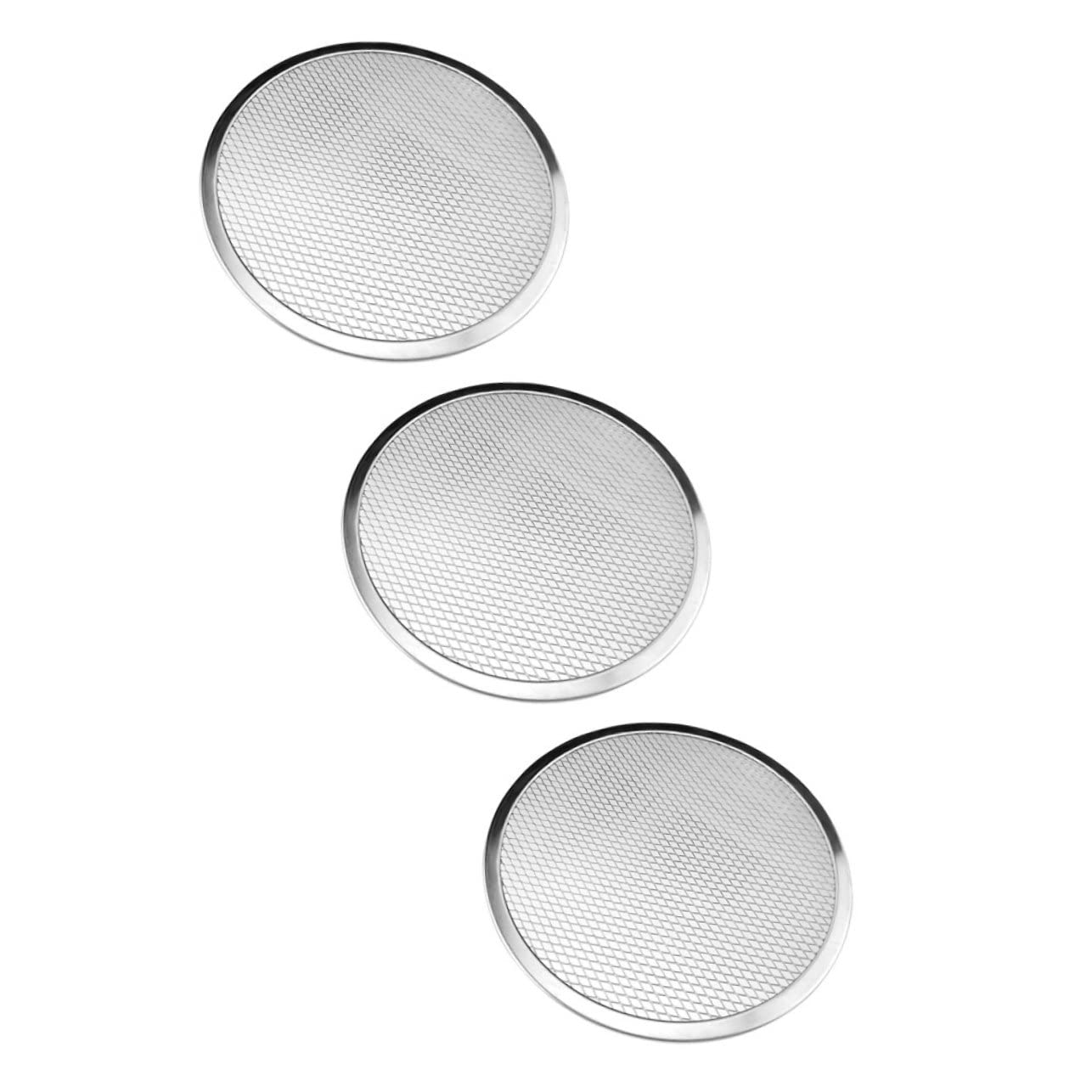 Erweicet 3pcs Aluminum Pizza Net Pizza Pan 8 Inch Round Pizza Plate Pizza Baking Tools Mesh Pizza Tray Pizza Holder Nonstick Bakeware Metal Trays Round Tray Pizza Stand Server Multifunction