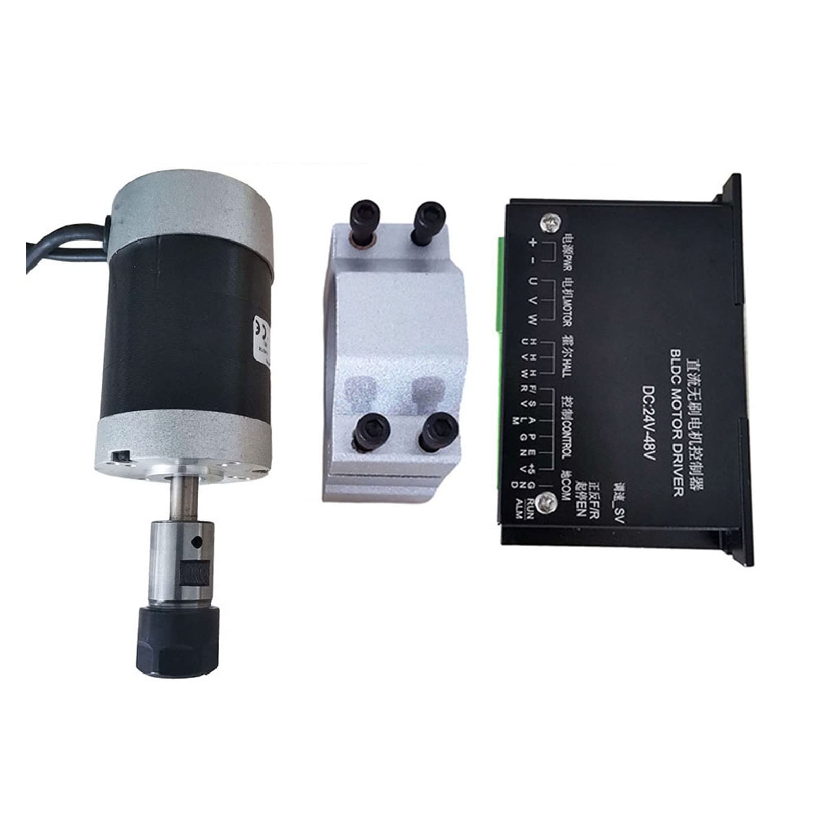 Mooilko Package5 200W/0.2Kw /Er16 Brushless Dc Spindle Motor+55Mm Clamp With Screws+20-50Vdc Stepper Motor Driver+48Vdc 4.2A Power Supply Smooth Running(Package5)