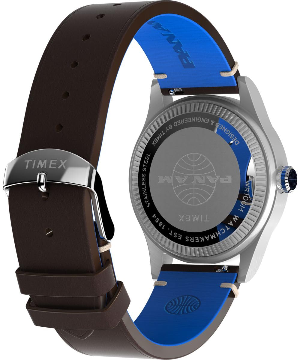 Timex Herren Analog Quarz Armbanduhr Waterbury GMT x Pan Am