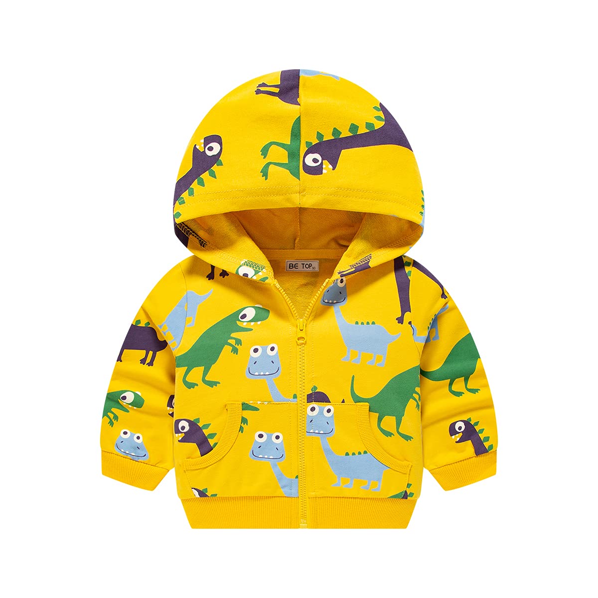 Adokioths Toddler Baby Boys Long Sleeve Dinosaur Hoodies Sweatshirt Kids Hooded Sweater Tops Zip-up Jacket with Pocket