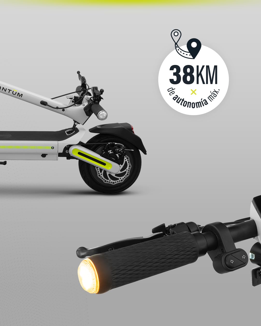 OLSSON Quantum Patinete Eléctrico Adultos Homologado DGT - 36V 580W Pot máxima 500 Nominal - Ruedas 10" - Intermitentes - Control de Crucero - Plegable - Bloqueable