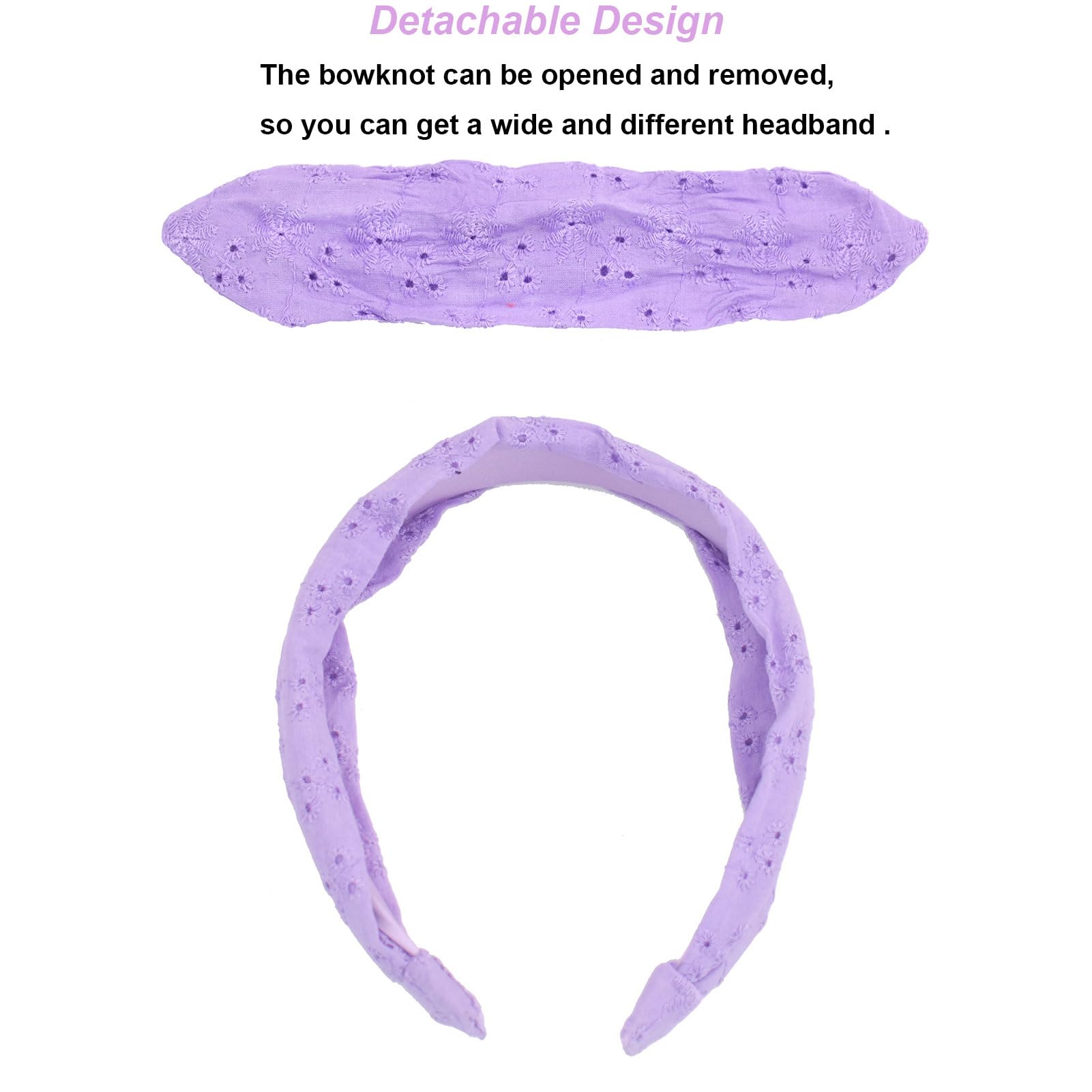 Diademas de lazo para niñas y niños, diadema fina con lazo, accesorios para el cabello, diadema anudada a la moda, antideslizante, para niños pequeños (morado/blanco, 2 unidades)
