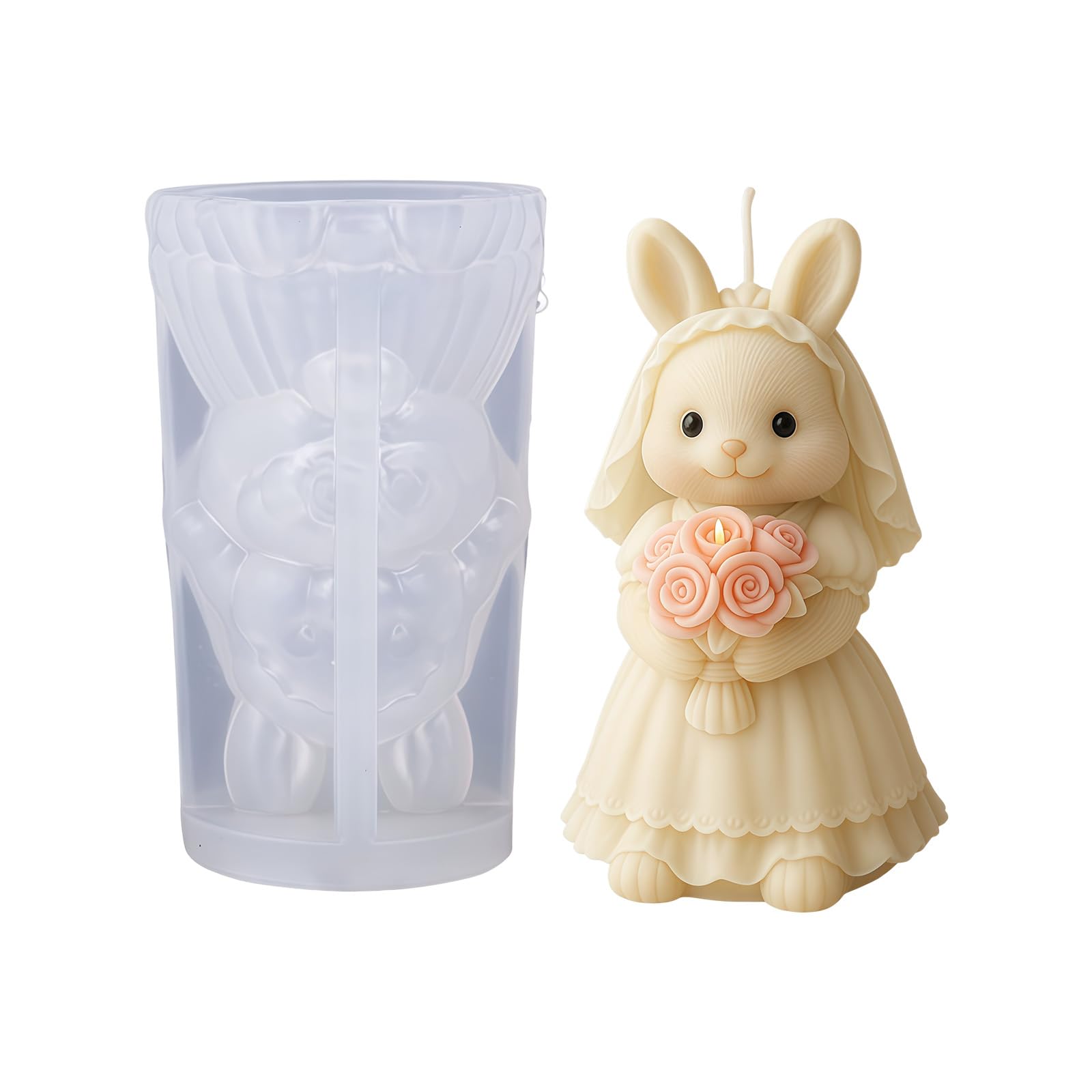 Ekoama Bridal Hare Silicone Candle for Resin Casting Making Candle Soap Candy Chocolate Cake Baking Wedding Decorations