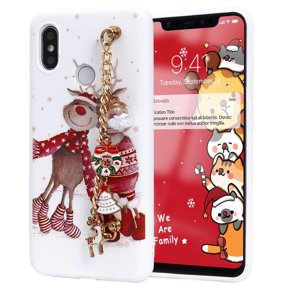 Yoedge 2 Pezzi Cover Natalizie Per Xiaomi Redmi 9T / 9 Power - Custodia Morbida Silicone Con Alce E Tema Natale, Trasparente