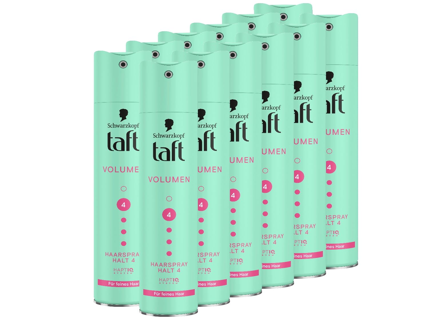 Schwarzkopf Taft Haarspray Volumen (12x 250 ml), Haltegrad 4 Haarstyling für Feines Haar, Volumen-Haarspray, Vegane Formel*