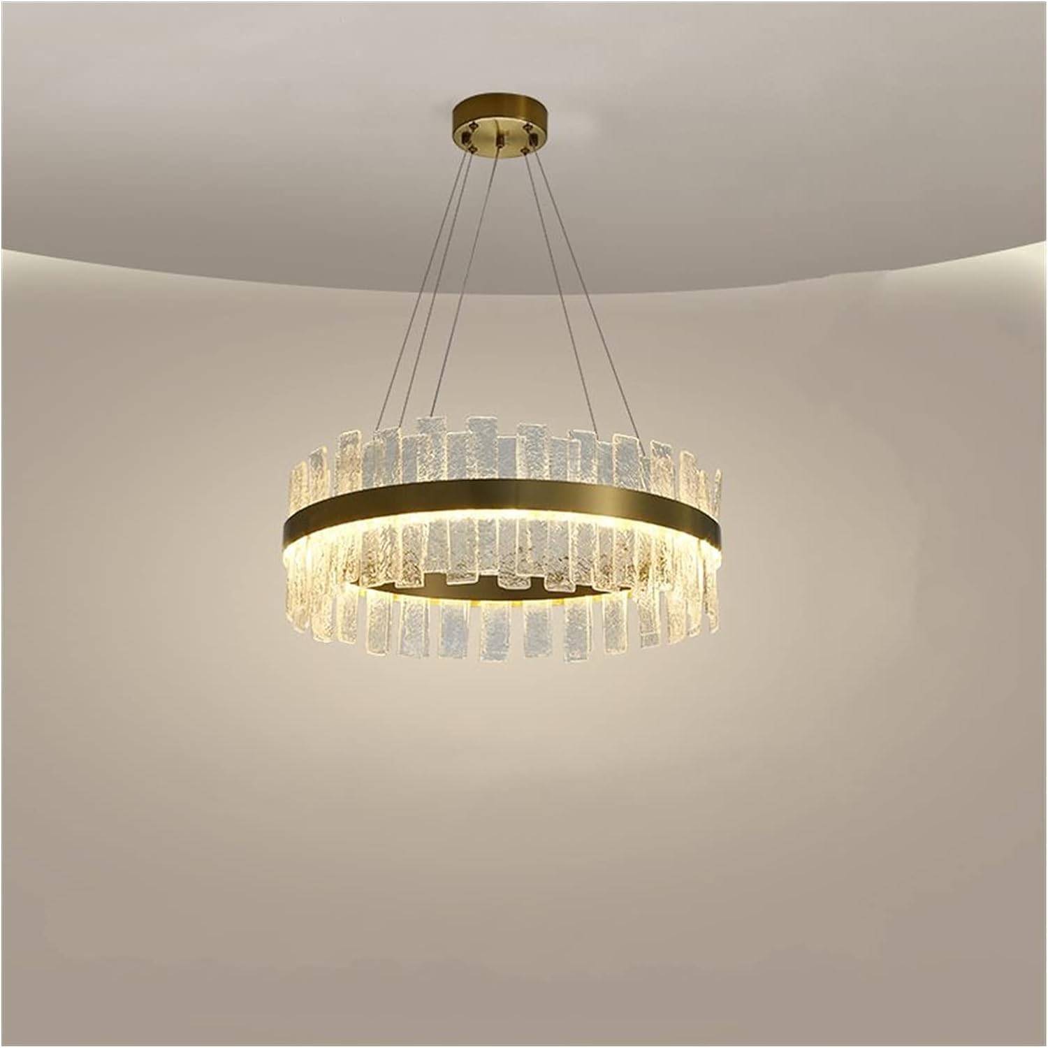 LYMSXAZOU Modern LED Chandelier Gold K9 Crystal Pendant Light Stylish Hanging Lamp for Kitchen Island Elegant Interior Lighting Fixture D80CM 100W Brightness Glamorous Home Decor