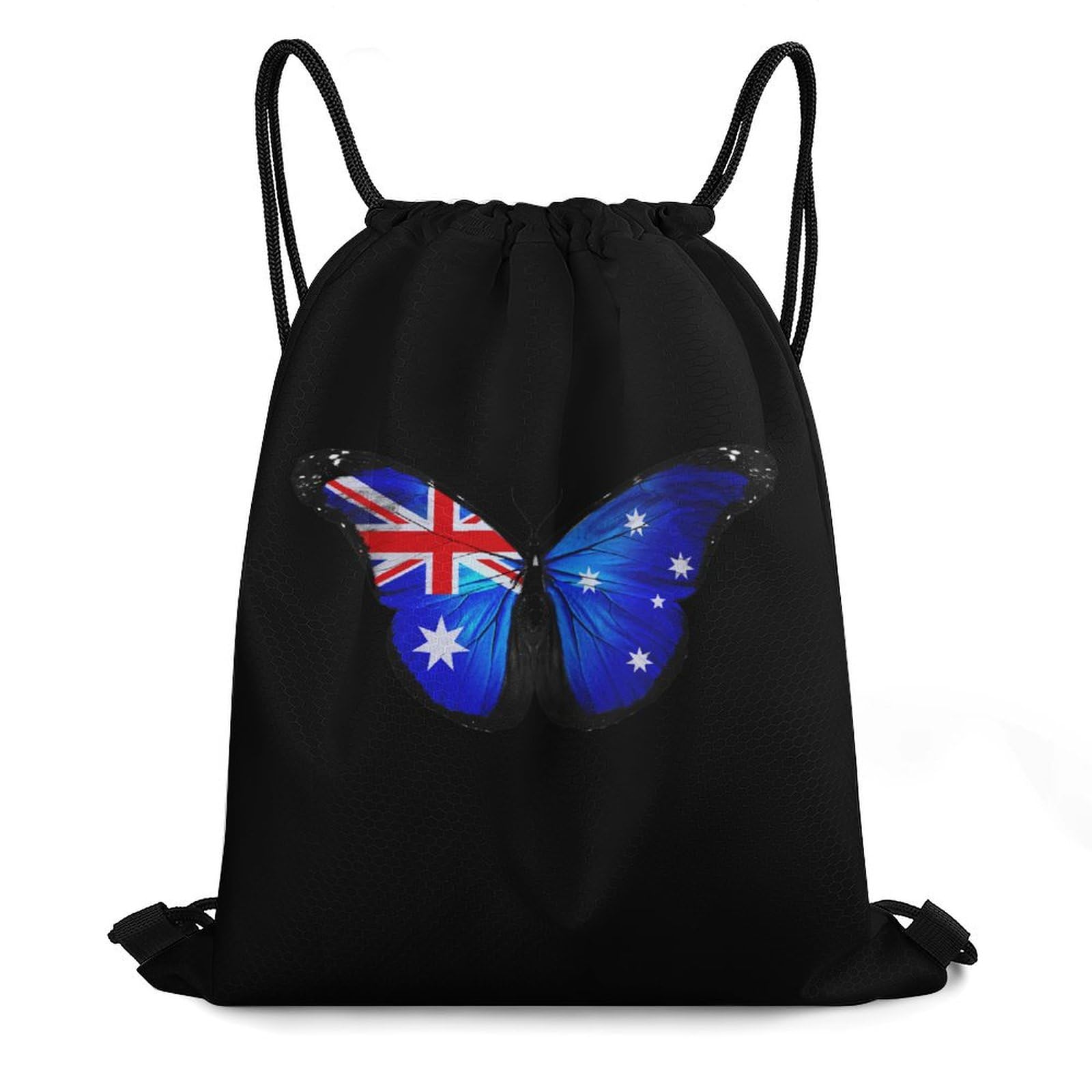 Australian Flag Butterfly Drawstring Backpack Durable Sport Gym Bags Daypack for Men Women 35 * 42cm