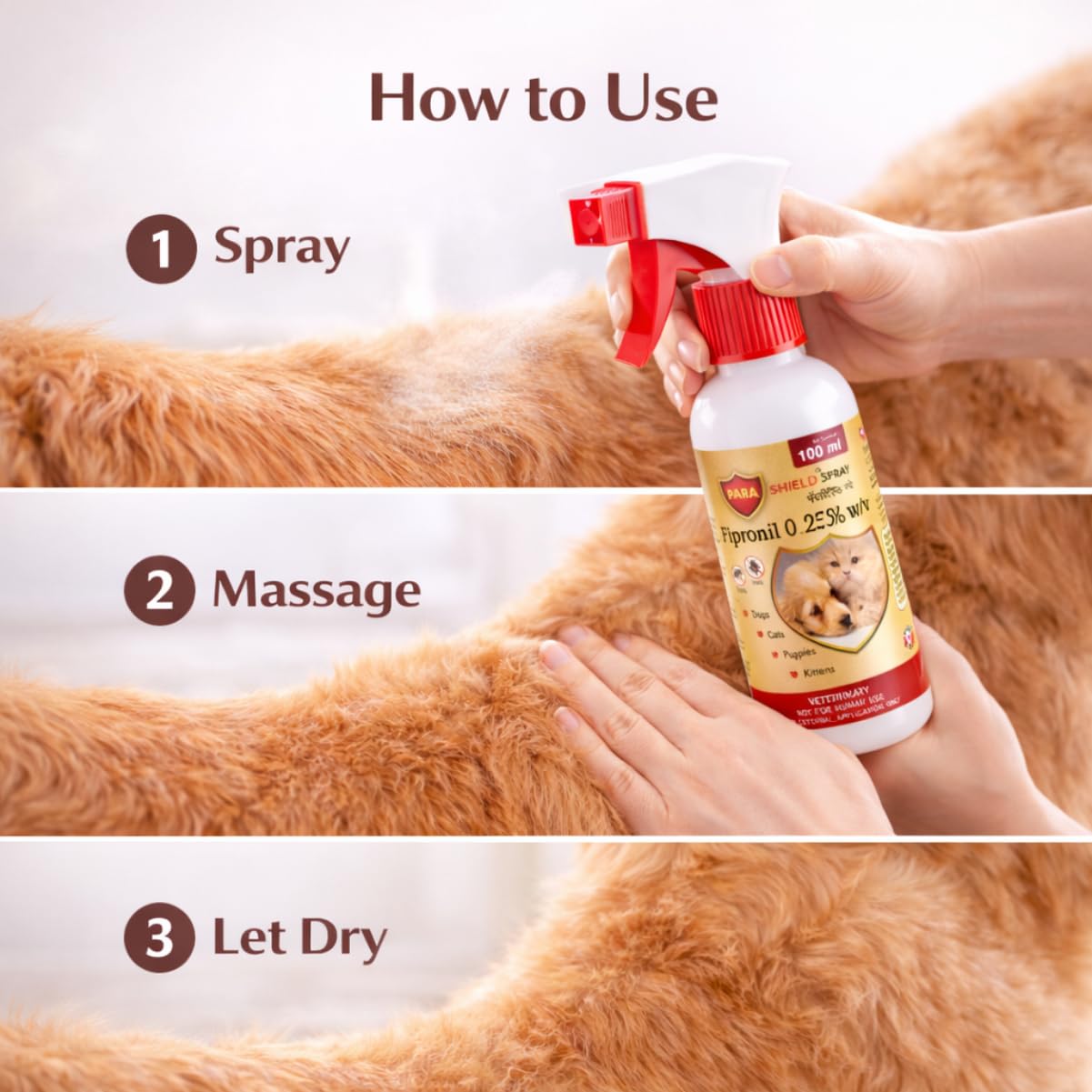 Medfly Parashield Spray (100ML) for Ticks and Fleas | Fast Acting, Long Lasting - Effective Spray for Dogs and Cats| Powered by Fipronil for Strong, Enduring Defense 4