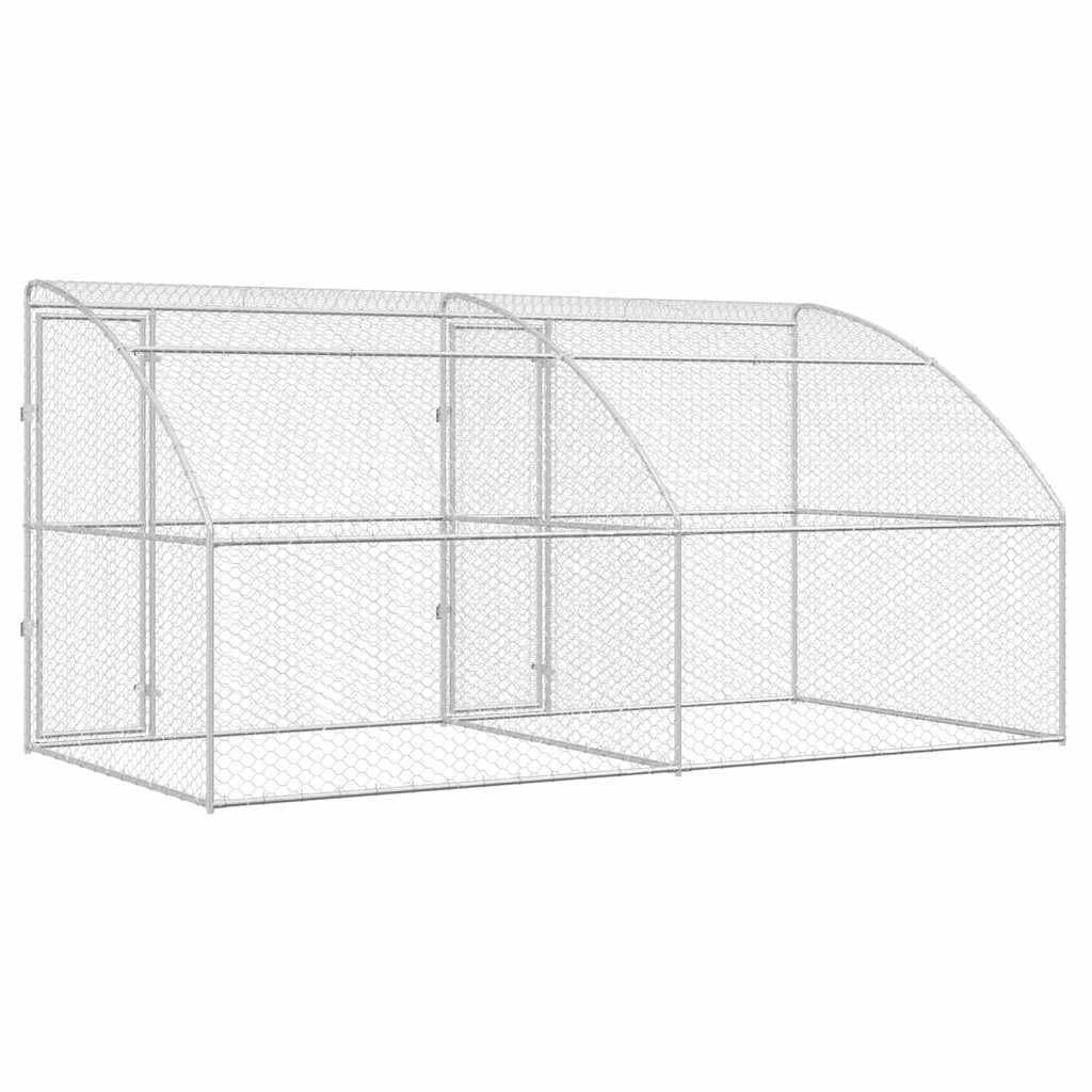 Jaula para perros de acero galvanizado, 2 unidades, 4 x 2 x 2 m, resistente a la intemperie, con techo de malla, cerrojo con cierre, salida de jardín, protección y seguridad para cachorros y