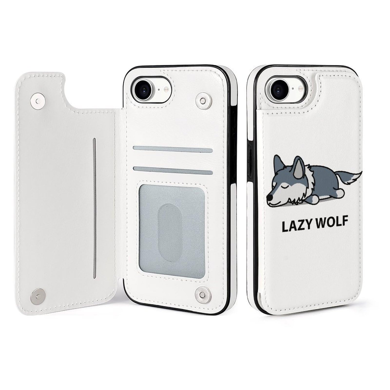 Amazon.co.jp: Iphone16E ケース 手帳型 面白い 怠惰な オオカミ 狼