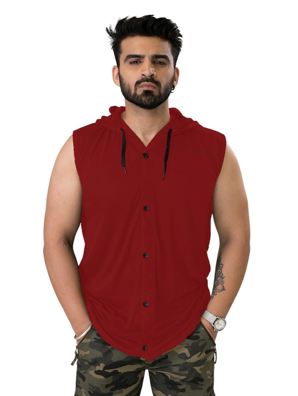 Hooded Neck Sleeveless T-Shirt-image-12