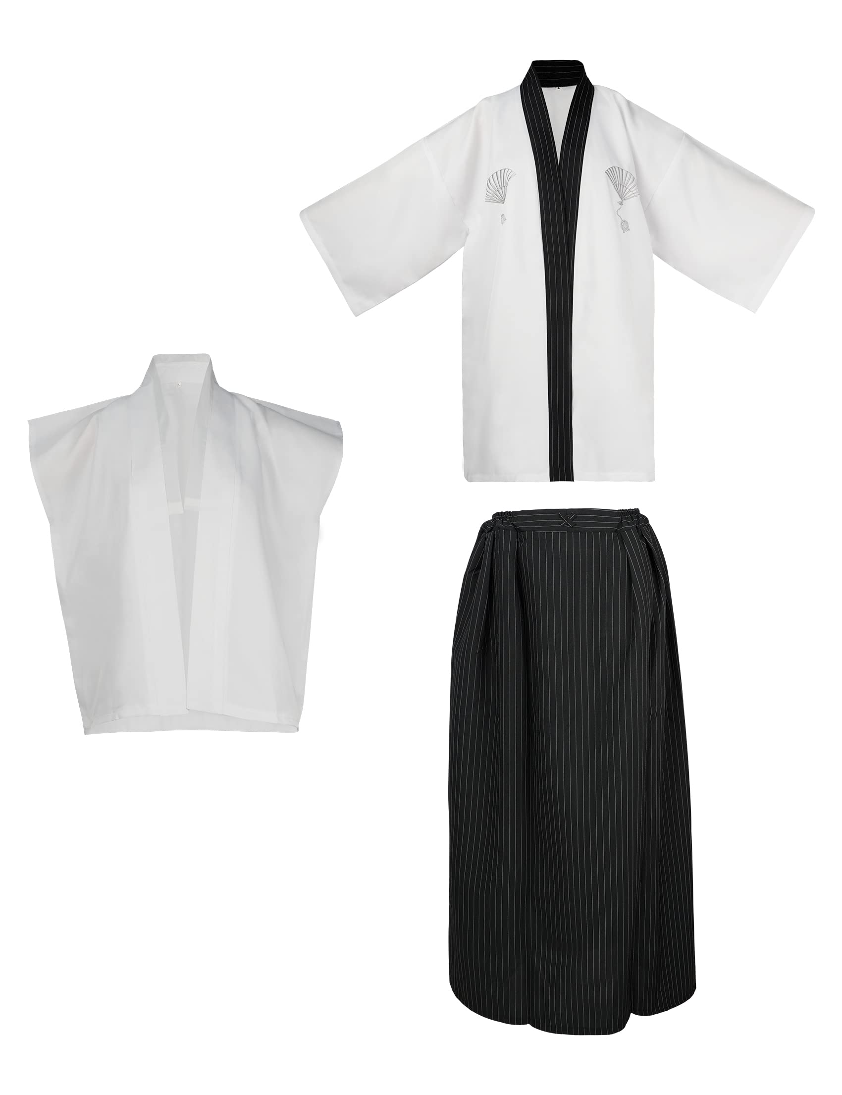 Japońskie kimono męskie kimono Yukata szlafrok japoński tradycyjny mundur samurajski kostium cosplay japoński styl odzież kurtka Haori top spódnica Hakama zestaw, jeden rozmiar