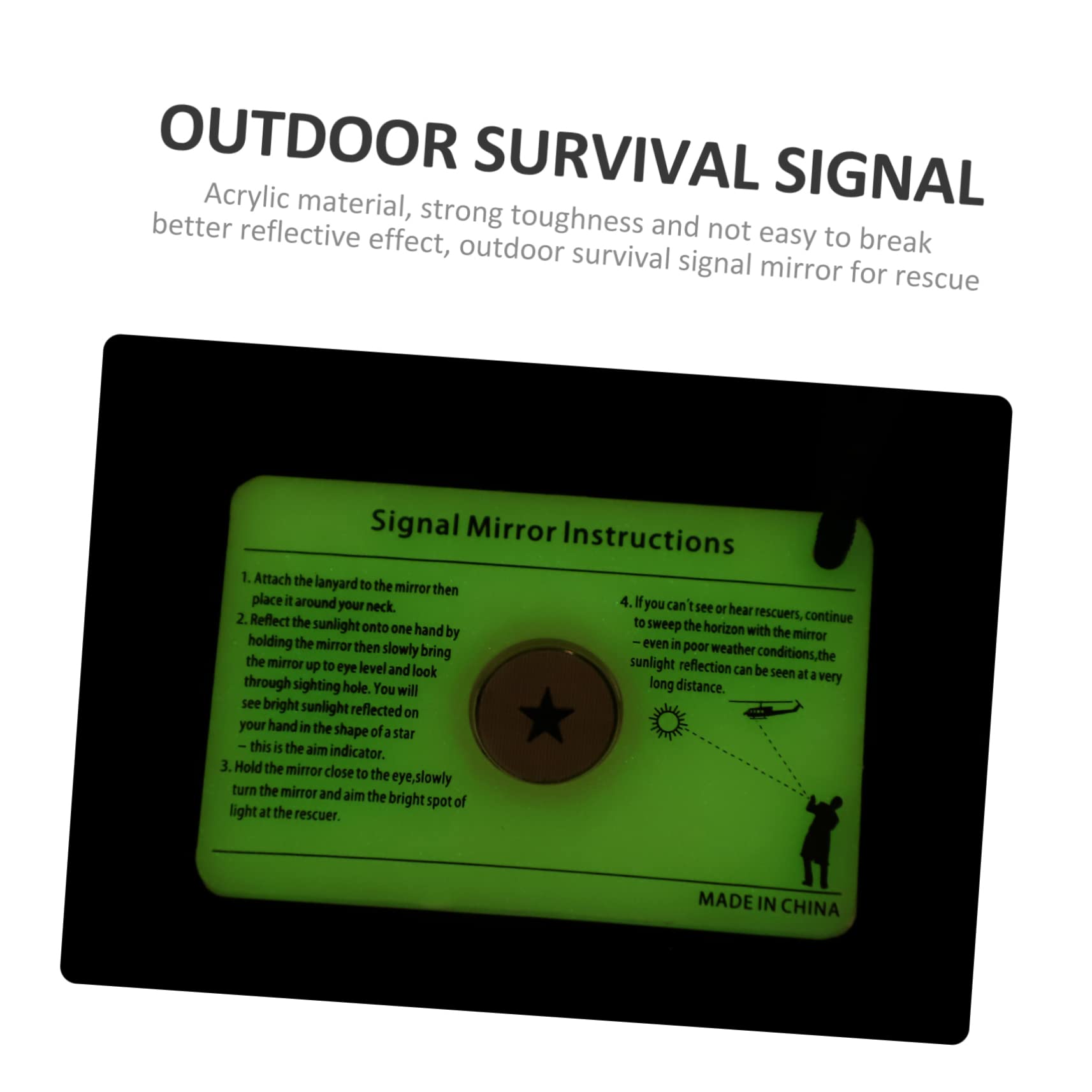 Miroir de Signalisation pour Survie Extérieur Accessoire Portable pour Randonnée et Camping avec de et Effet Réfléchissant