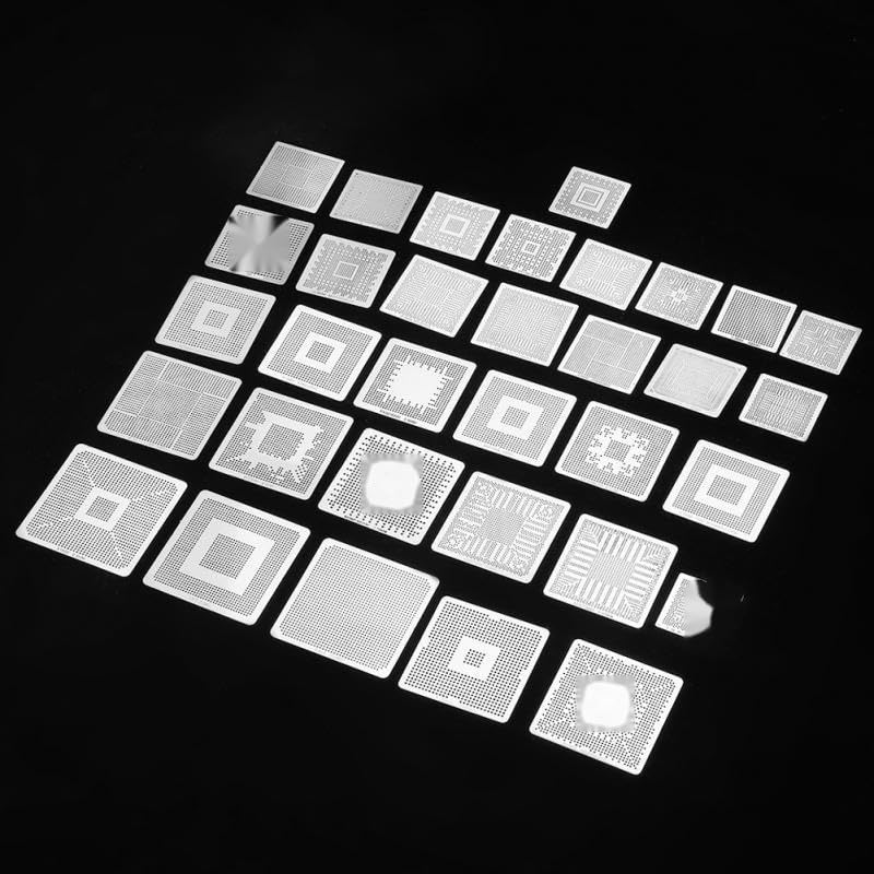 33pcs BGA Universal Reballing Rework Net Stencils Steel Template Mesh Directly Heat Set Kit