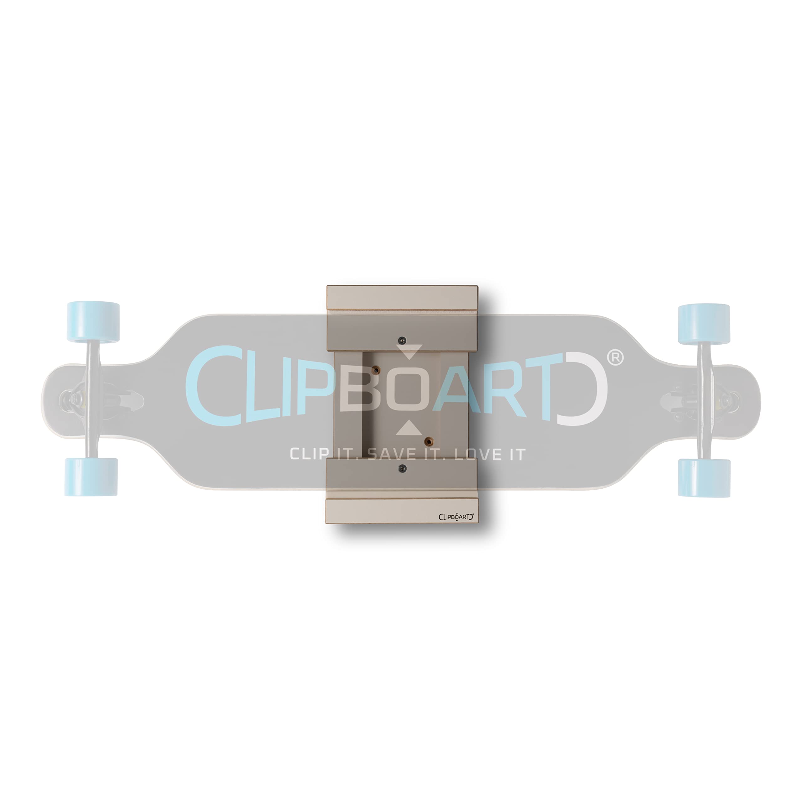 Premium Clip-Wandhalterung für Wakeboard & Kiteboard | 360° einstellbar horizontal vertikal diagonal | 275–490 mm | Holz Boardhalter | Made in Germany