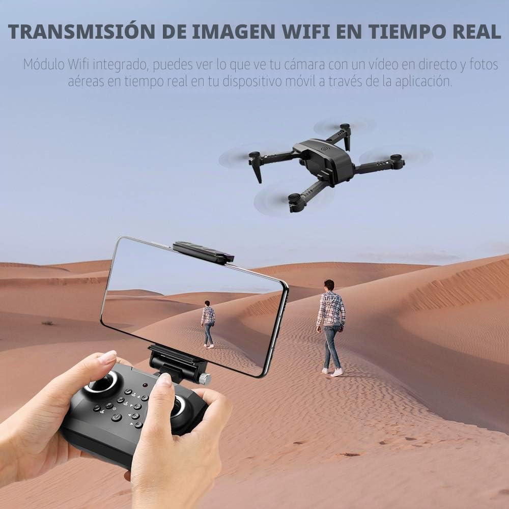 Goolsky Dron con cámara 4K, cámara de Seguimiento de Vuelo, Sensor de Gravedad, Gestos, Foto, vídeo, retención de altitud, Modo sin Cabeza, para Adultos y s