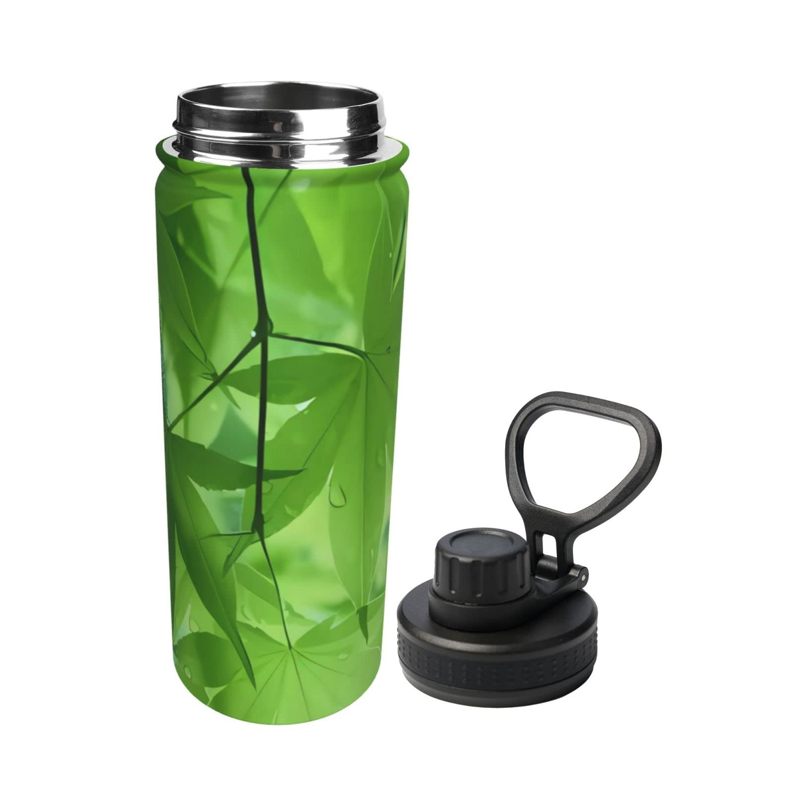 Green Nature Sport-Wasserflasche, 530 ml, isolierte Edelstahl, auslaufsichere Wasserflasche für Reisen, Fitnessstudio, Büro