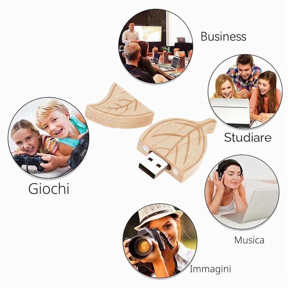 Confezione da 10 chiavette USB 2.0 da 2 GB in legno d'acero (2.0 2 GB)