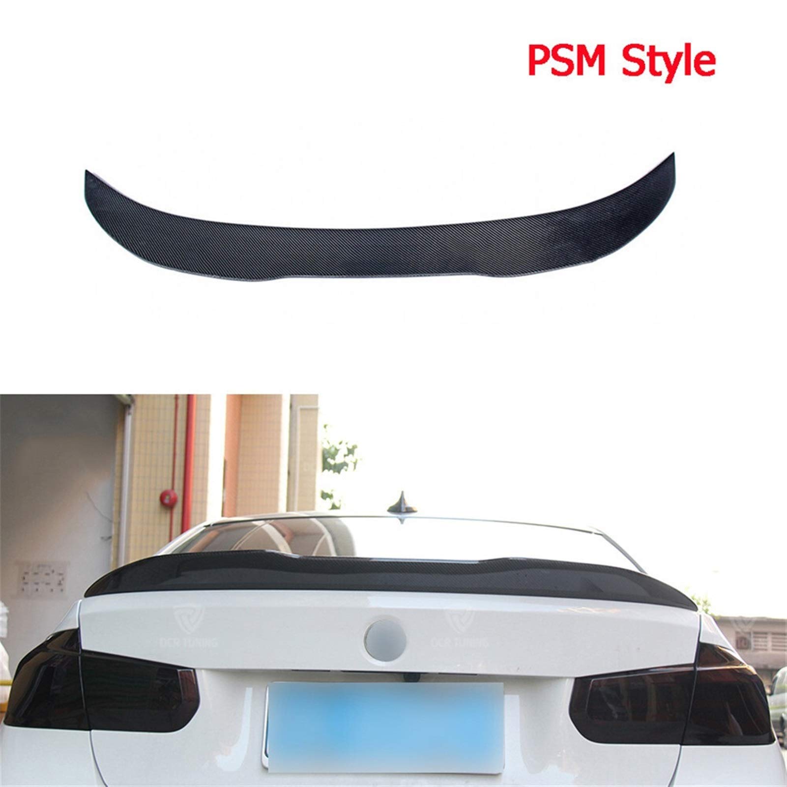 SDUIXCV Fit For BMW F30 F80 M3 Spoiler Carbon Fiber Material M Performance 2012 - UP 320i 328i 335i 326D F30 Carbon Fiber Rear Trunk Wings (Color : PSM Style)