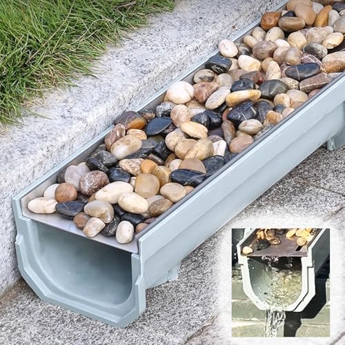 Paver - Kit de drenaje de patio de 8 pulgadas, desagües de canal de zanja, colador de rejilla de alcantarillado, drenaje francés de agua de lluvia, guijarros para una gestión eficaz del agua