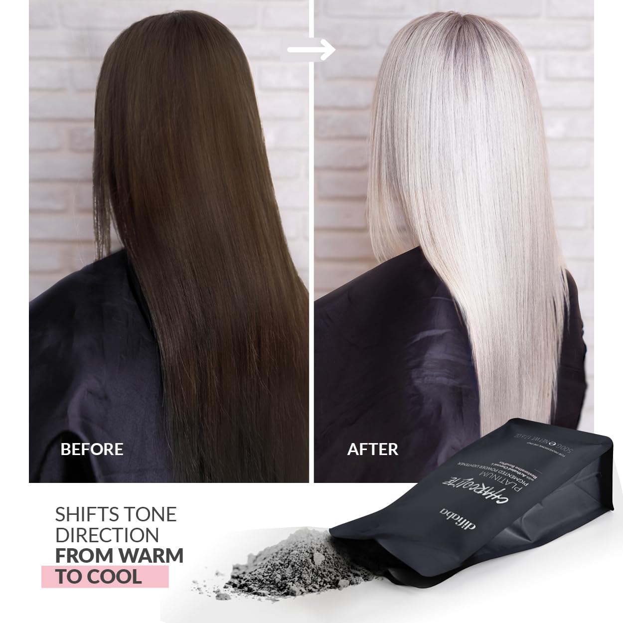 DIFIABA Charcolite - Aclarador para el cabello con carbón activado y BondPlex restaurador, aclarador y tonificador en 1 paso, se eleva a 9 niveles (500, 1, unidad)