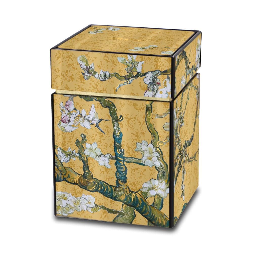 Goebel Artis Orbis 67-075-23-1 Almond Tree Gold Metal Tea Caddy with a Capacity of 0.6 Litres 11 x 7.5 cm Multi-Coloured