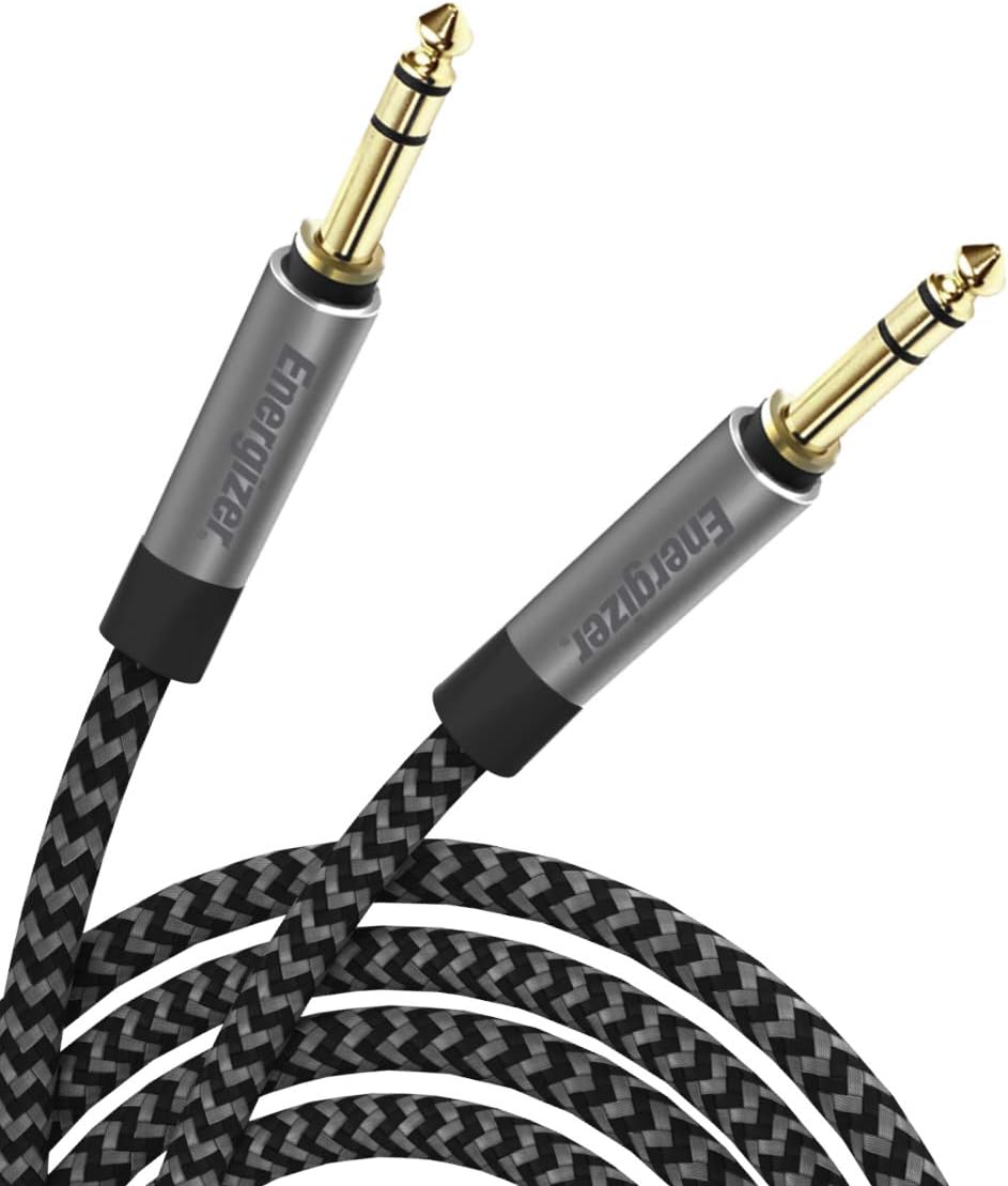 Energizer Ultimate AUX Cable 6ft Auxiliary 3.5mm Audio Cord Nylon Braided Male to Male Metal Tip, Black 6 Feet