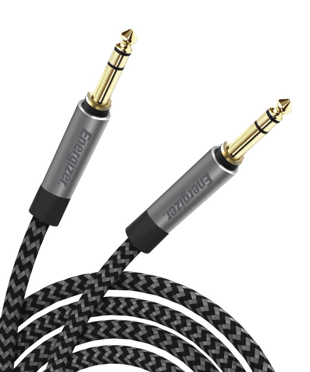 Energizer Ultimate AUX Cable 6ft Auxiliary 3.5mm Audio Cord Nylon Braided Male to Male Metal Tip, Black 6 Feet