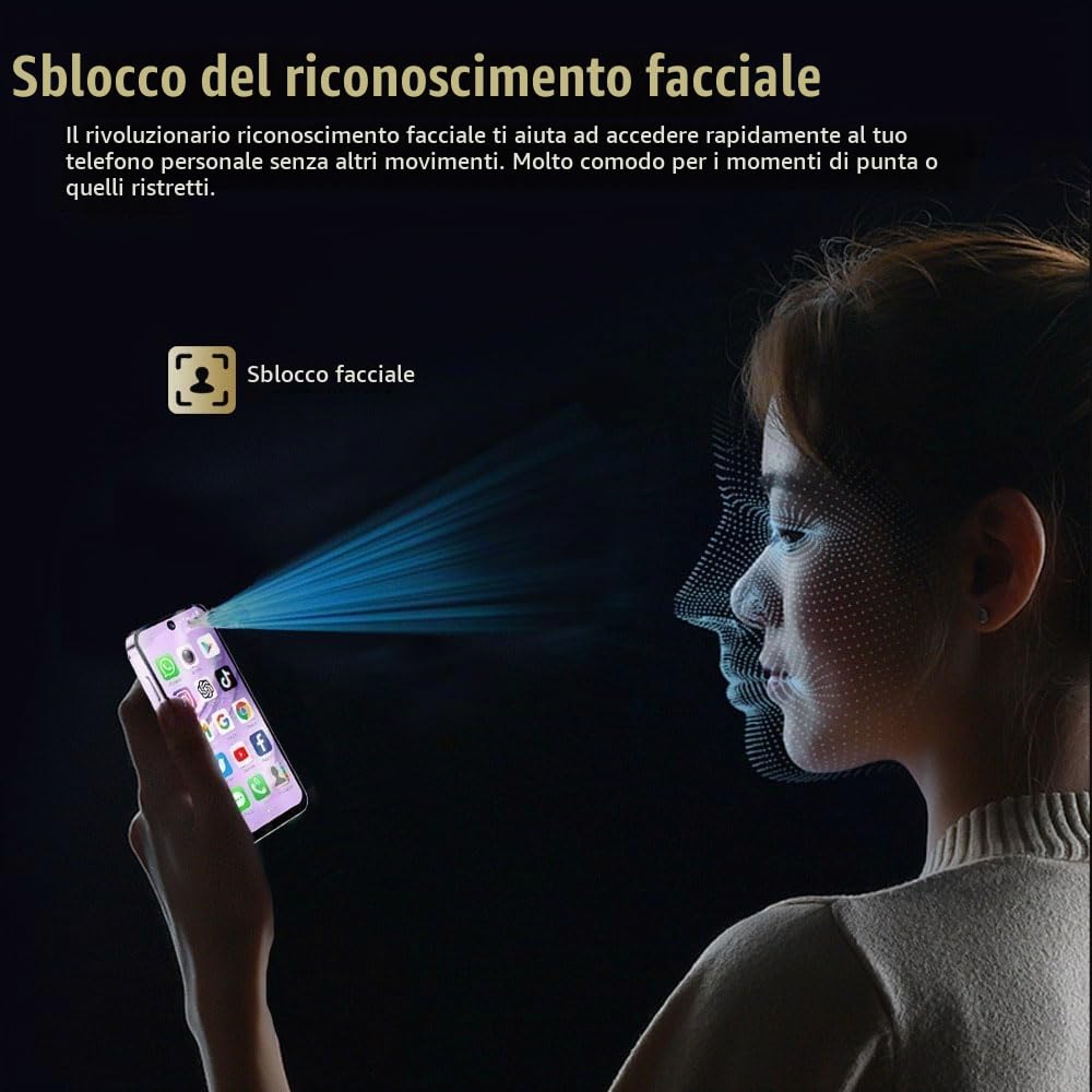 Longben Mini Smartphone Sbloccato, Android 12 4G, Display Full Screen 3,88", Dual SIM, Fotocamera HD 5MP+2MP, Batteria 1950mAh, GPS, Wi-Fi, Riconoscimento Facciale, OTG (3GB+32GB, Rosa)