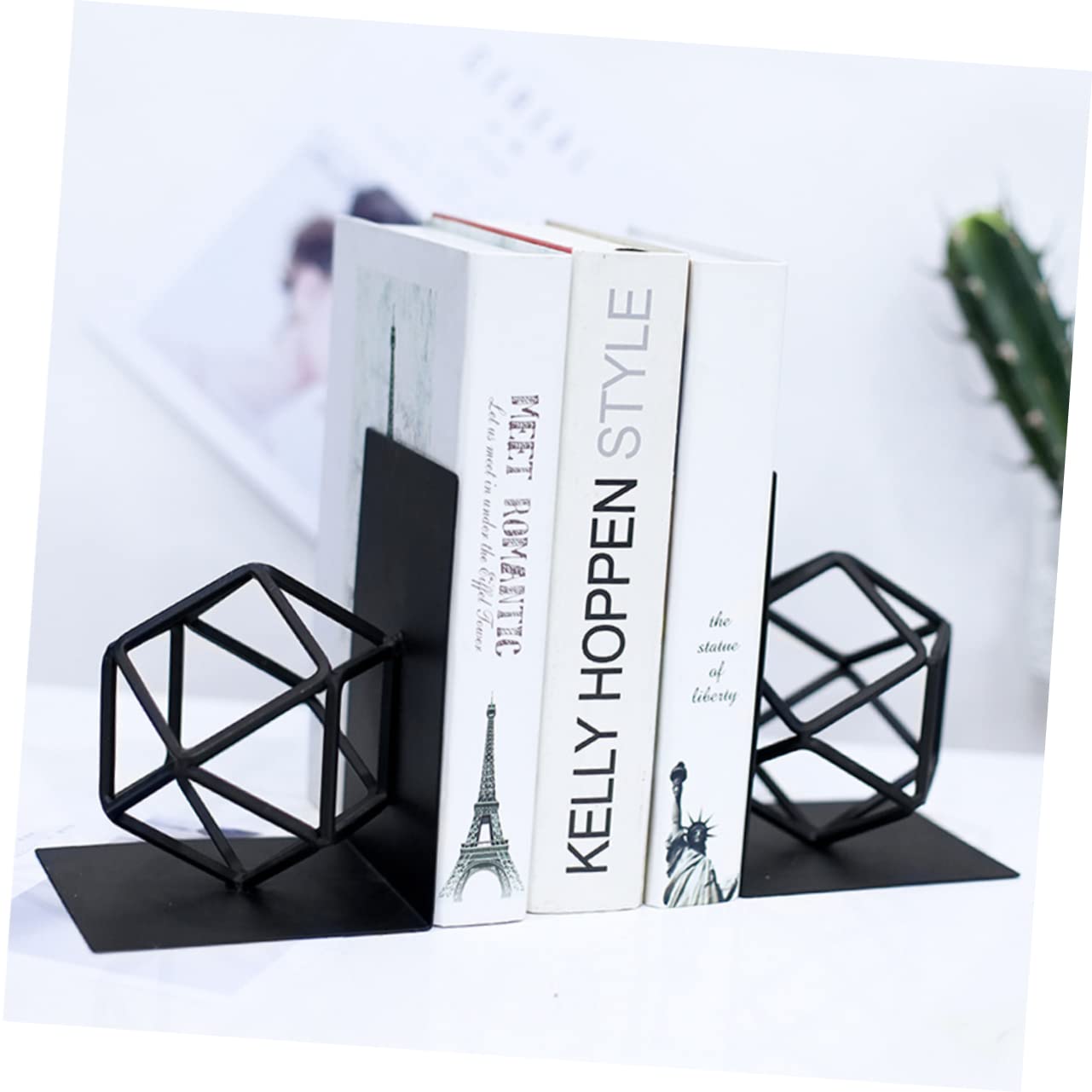 rutschfeste Buchstützen aus Metall, 1 Paar, Schwarz, für Regale | Bücher, Zeitschriften und Cds, Schweres Design, Klassenzimmer und Bibliothek