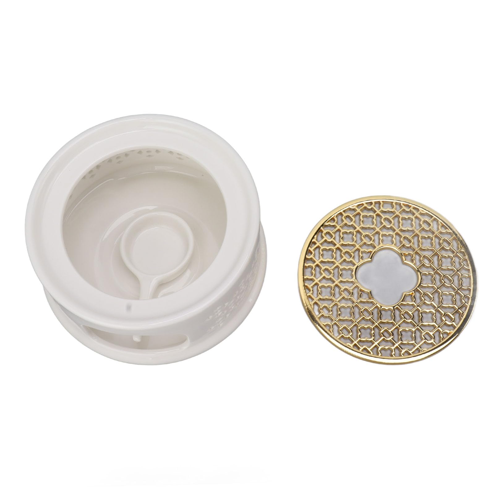 Acouto Ceramic Teapot Warmer with Spoon Lid Candle Holder - e??? (White)