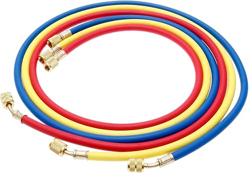 Juego de 3 mangueras de carga de CA refrigerante SURIEEN de 60 pulgadas R410, 3 colores de 14 pulgadas SAE-516 SAE rosca 800-4000 PSI presión de