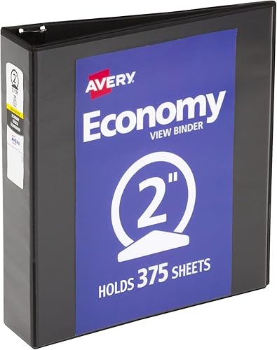Miniatura 4 de Avery - Carpeta Economy View de 3 anillos de 2 pulgadas, anillo redondo, 1 carpeta negra, (05730)