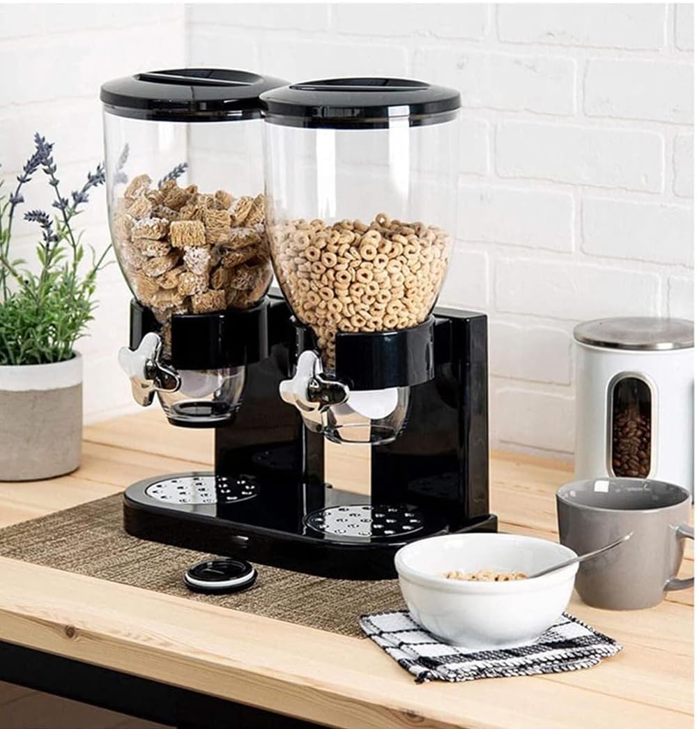 TsoLay Doppio Distributore di Cereali per Uso Domestico, Distributore di Cereali con Contenitore Sigillato in Un Unico Pezzo E Design Combinato, Ben Sigillato, per Cereali Sfusi, Cereali