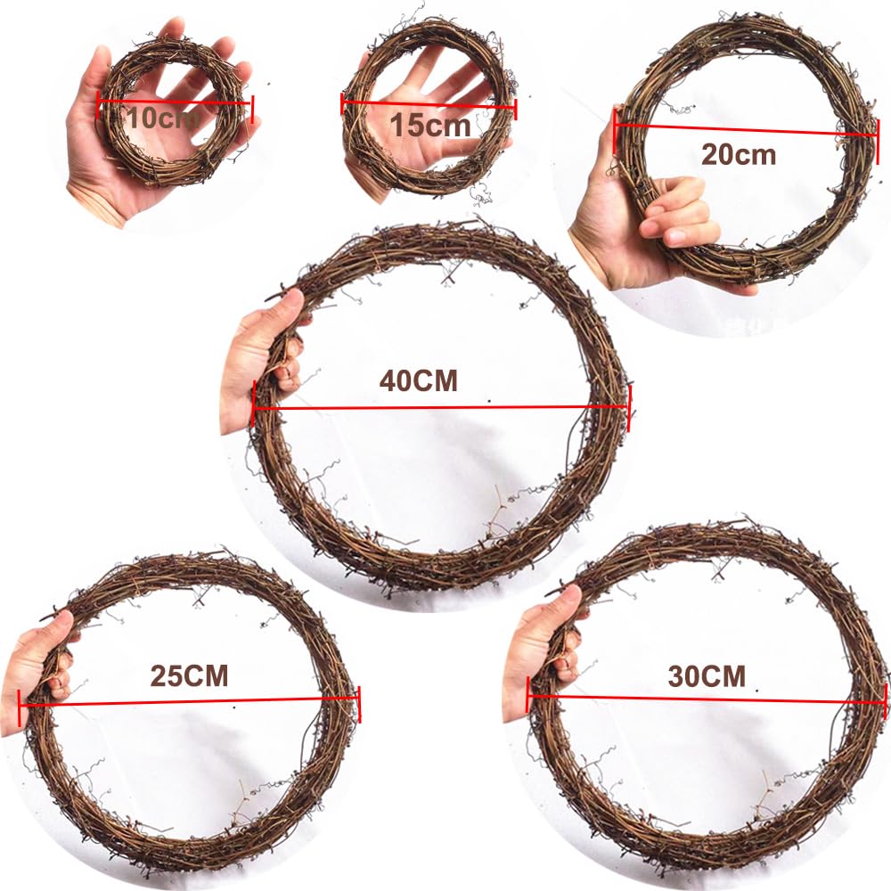 10/20/30 cm Ghirlanda di vimini Anello rotondo in rattan Ghirlanda di Natale Ornamento appeso Corona floreale fai da te Decorazione di nozze Decorazioni per la casa  15