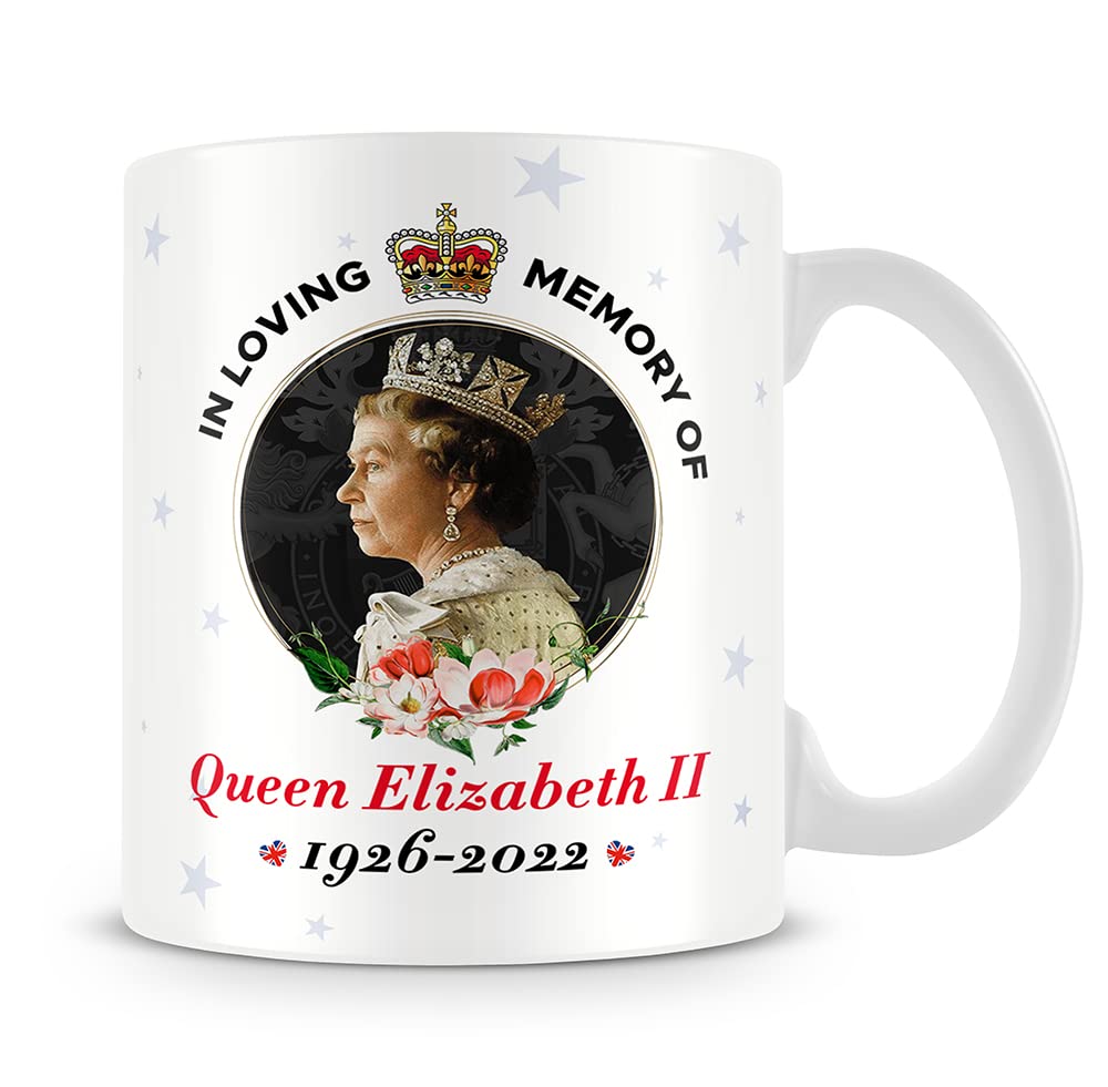 Giftme in Loving Memory of Queen Elizabeth II Majesty Coffee Tea Mug Unique 11oz White Ceramic Mug.