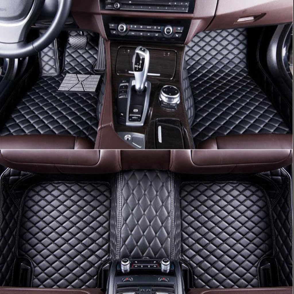 Full Coverage Car Floor Mats for Ford Mustang MARCH E 2021 2022 2023 2024 2025, Waterproof Non-Slip Leather Car Mats All Weather Floor Liner Full Set,Black