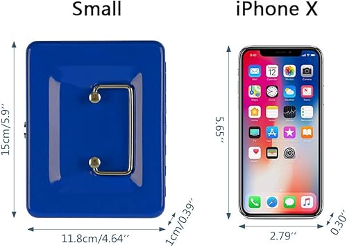 Vista 133 de KYODOLED Caja de dinero mediana con bandeja para dinero, pequeña caja de seguridad con llave, cajón de efectivo, 7.87 x 6.30 x 3.54 pulgadas, verde